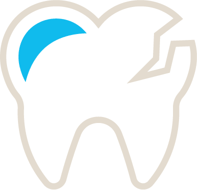 Cracked, damaged tooth icon